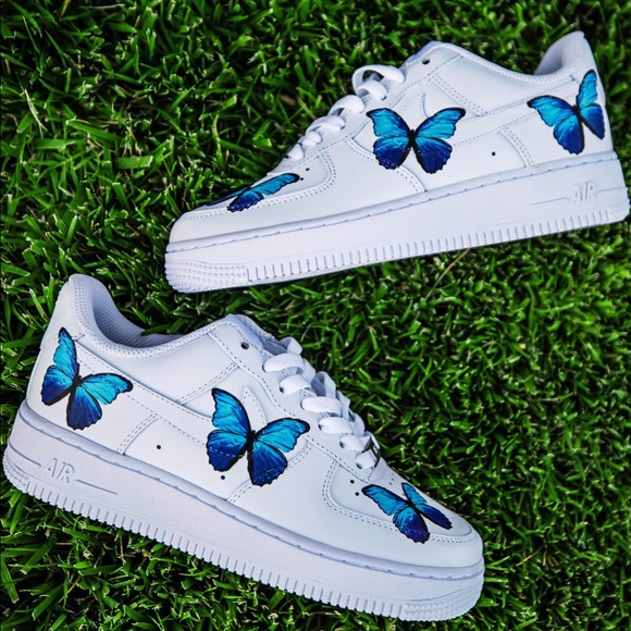 Nike Shoes - blue butterfly nike AF1
